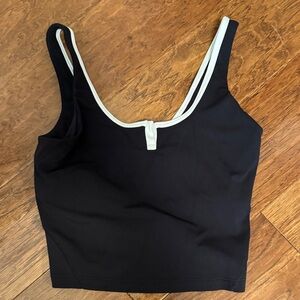 lululemon athletica Black Crop Tank with White Trim Accent